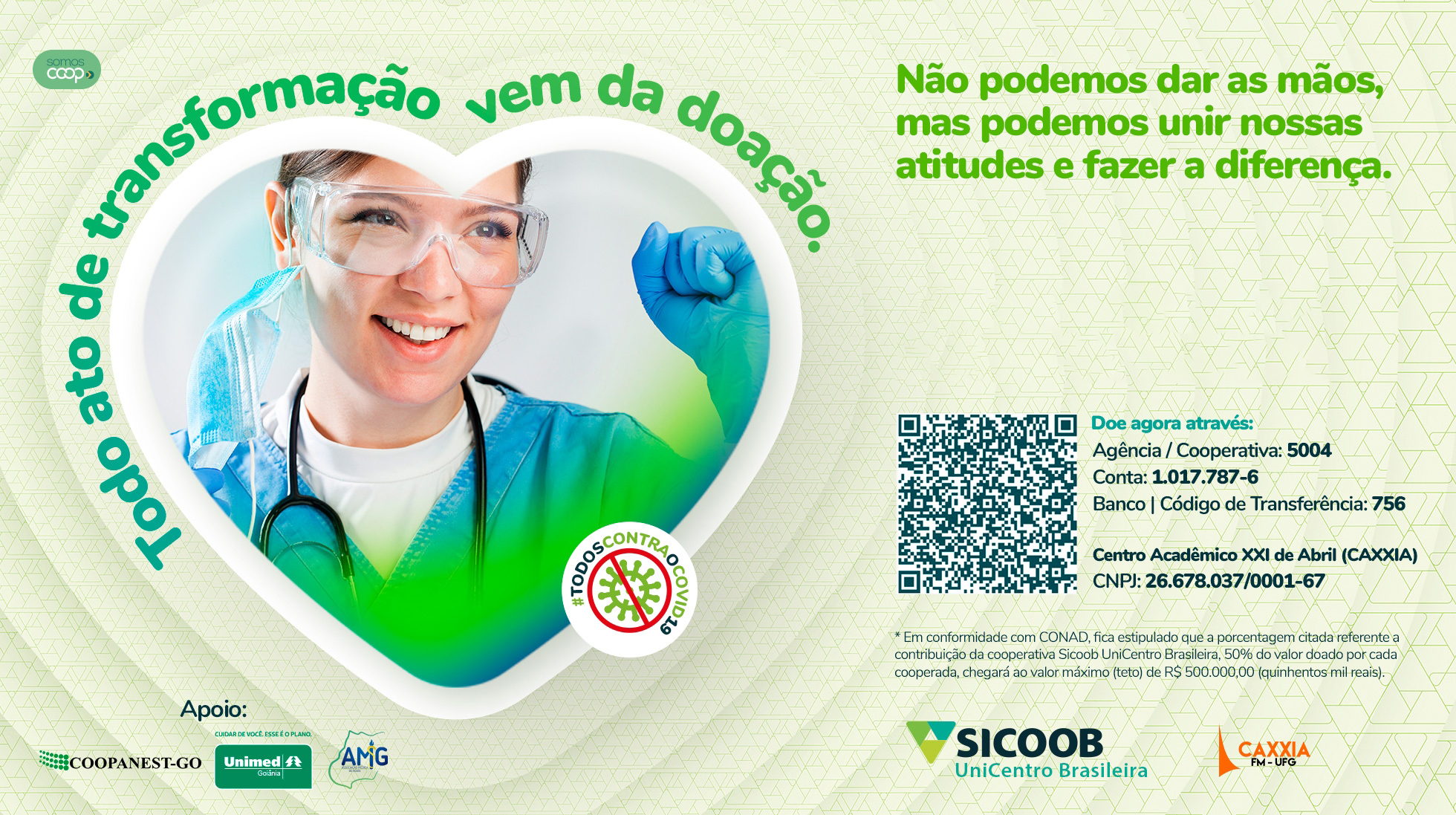 No momento você está vendo Sicoob UniCentro Brasileira lança campanha para doar 78 leitos de UTI para o HCGO
