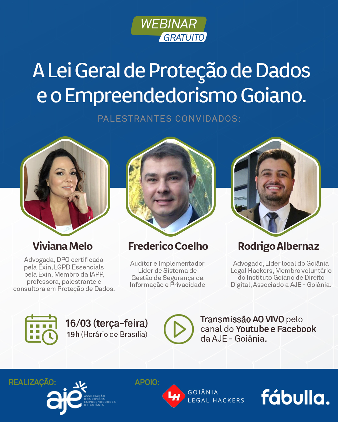 Leia mais sobre o artigo AJE Goiânia e Goiânia Legal Hacker promovem webinar sobre LGPD