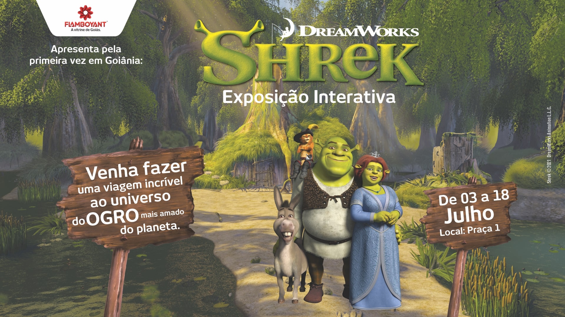 Leia mais sobre o artigo Exposição do personagem Shrek faz estreia nacional no Flamboyant Shopping