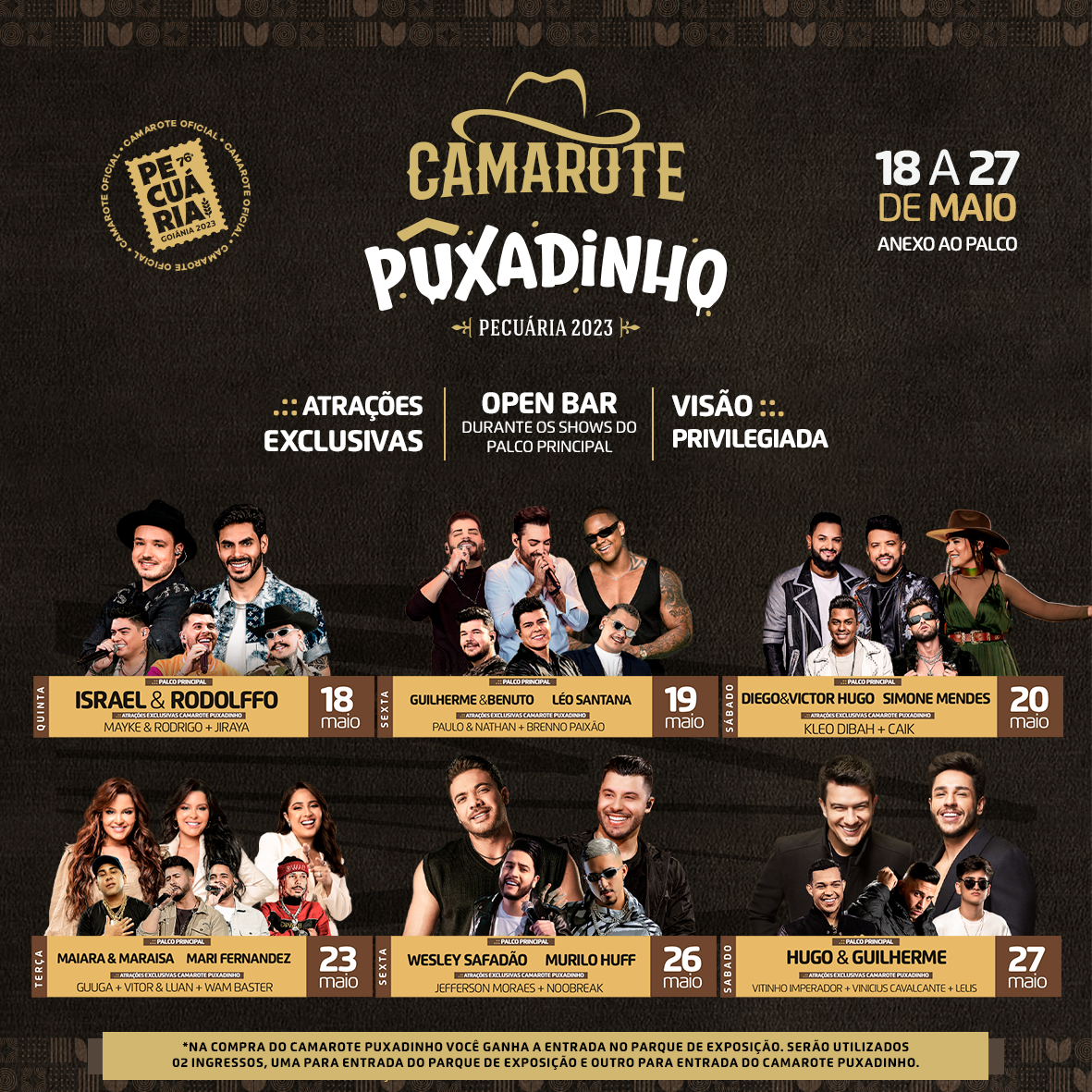 Leia mais sobre o artigo Camarote ‘Puxadinho’ tem programação exclusiva na Pecuária de Goiânia